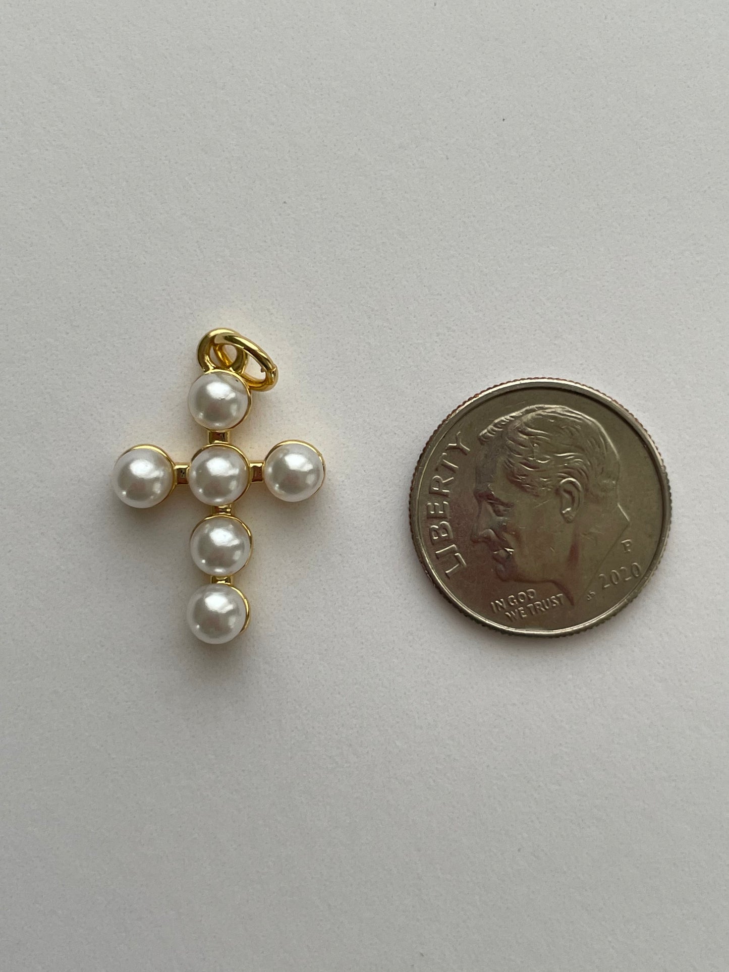 Bubble Pearl Cross Charm