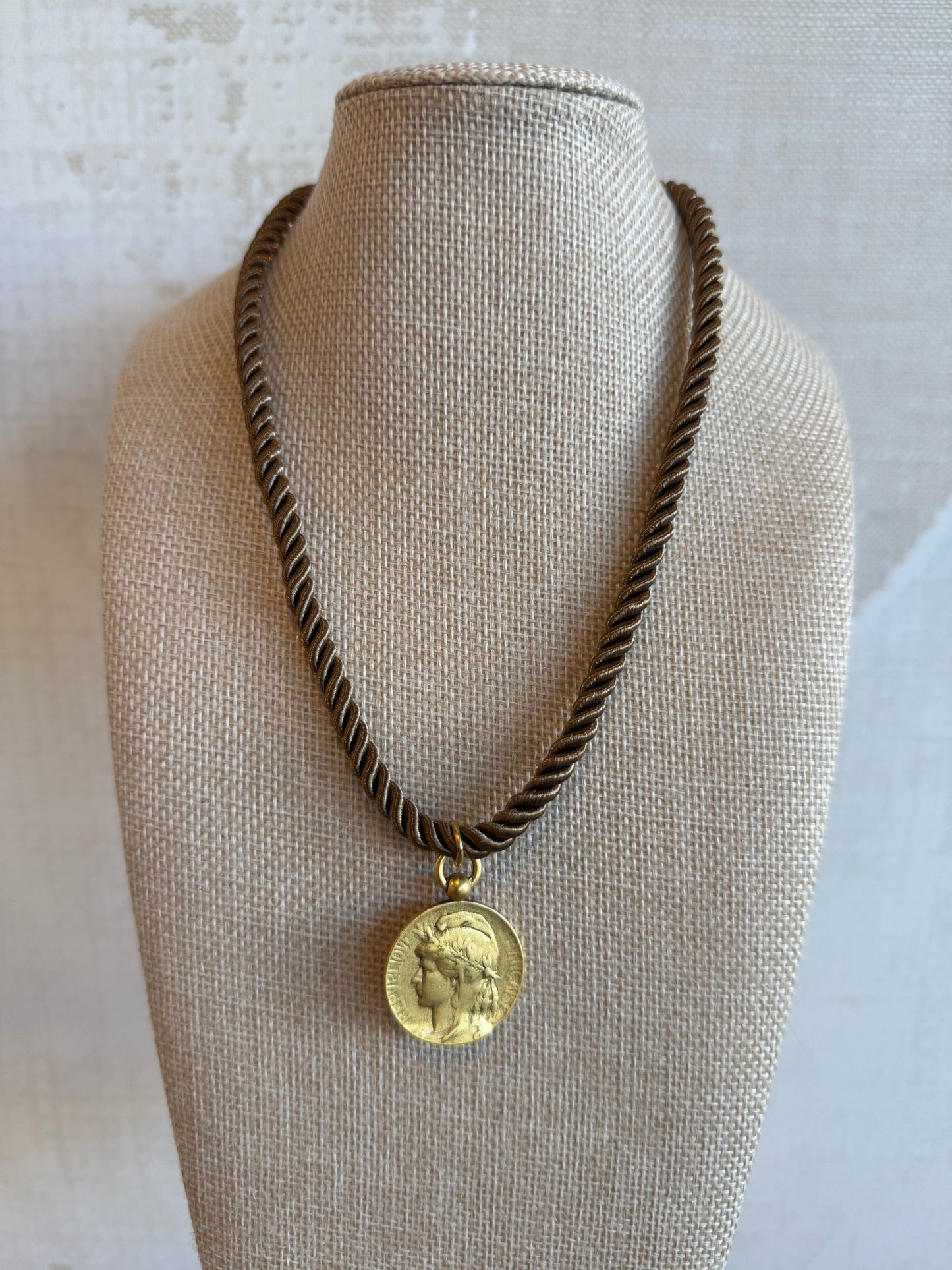 Brown Rope Necklace - Coin - Cola Stacks -