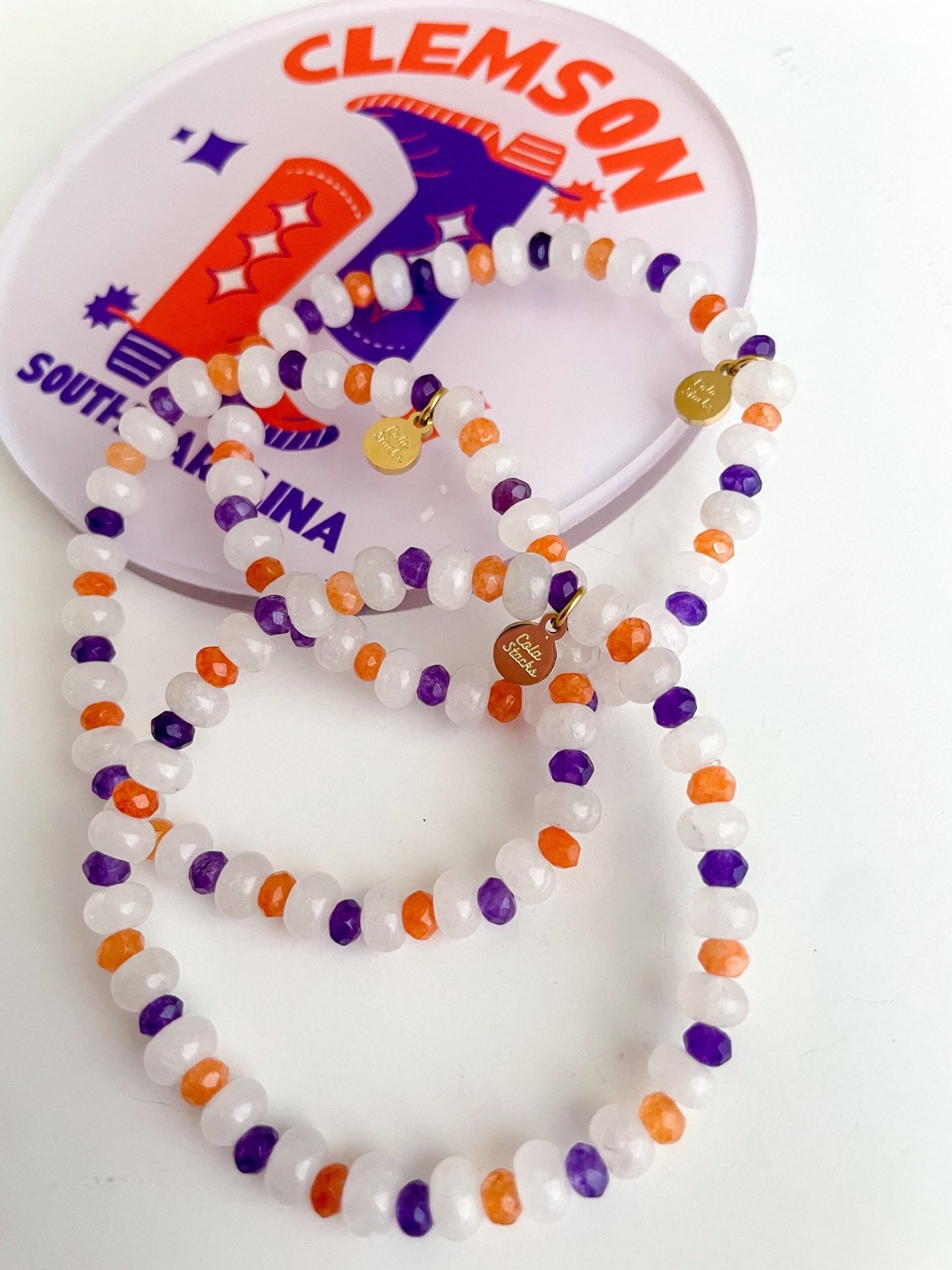 Clemson Confetti Bracelet - Cola Stacks -