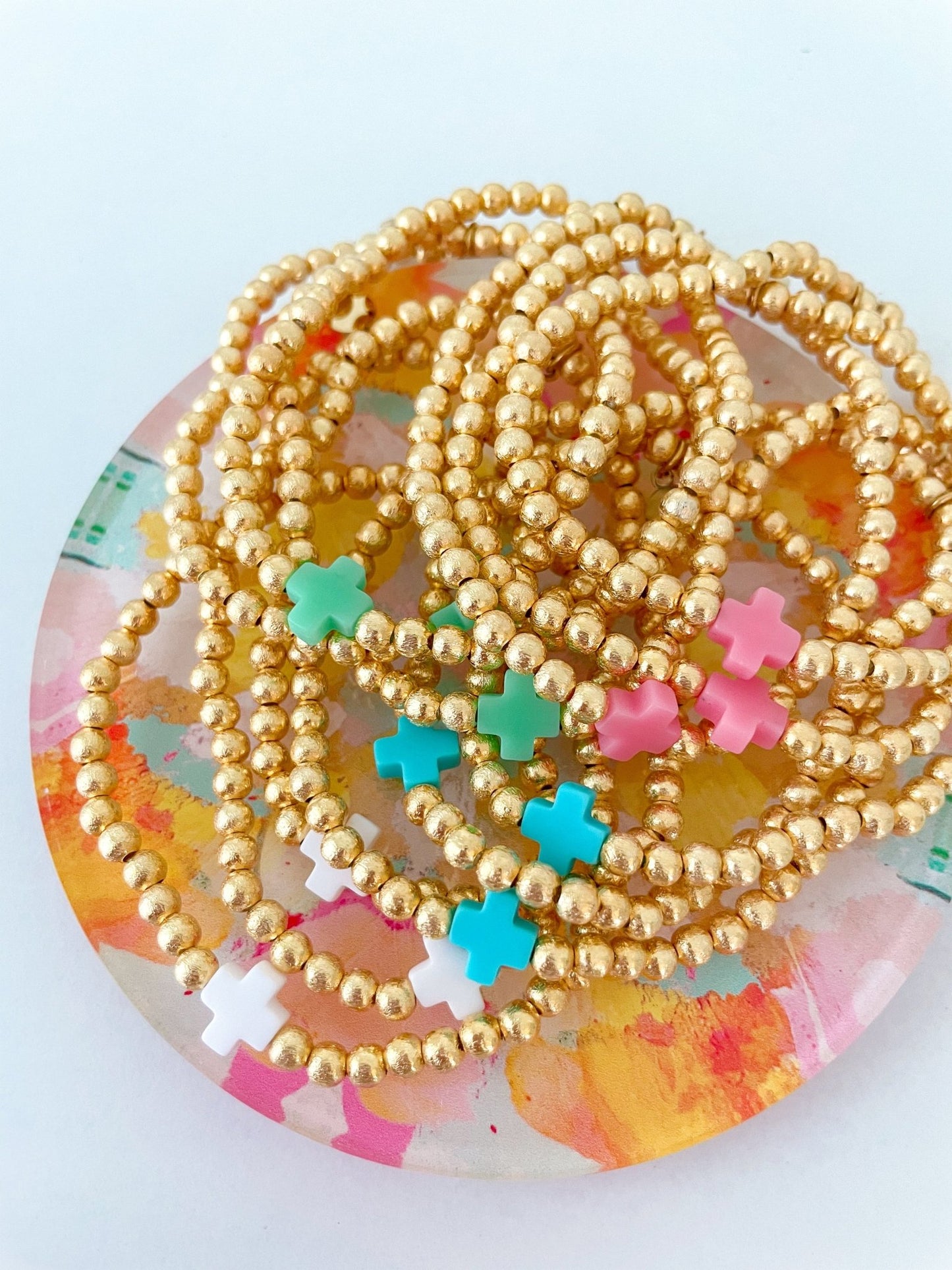 Colored Cross Bracelet - Cola Stacks -