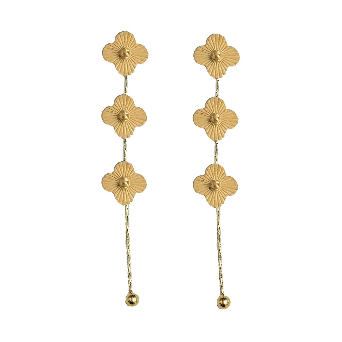 Gold Clover Duster Earrings - Cola Stacks -