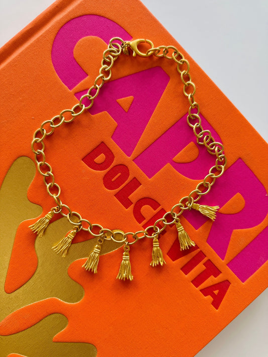 Gold Tassel Necklace - Cola Stacks -