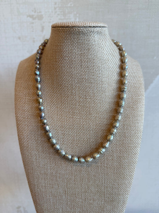 Gray Pearl Necklace - Cola Stacks -