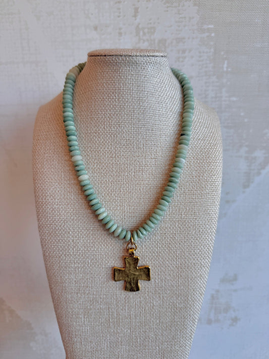 Hadley Cross Necklace - Cola Stacks -