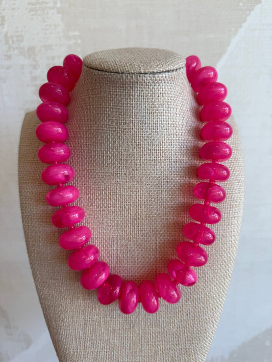 Hot Pink Bauble Necklace - Cola Stacks -