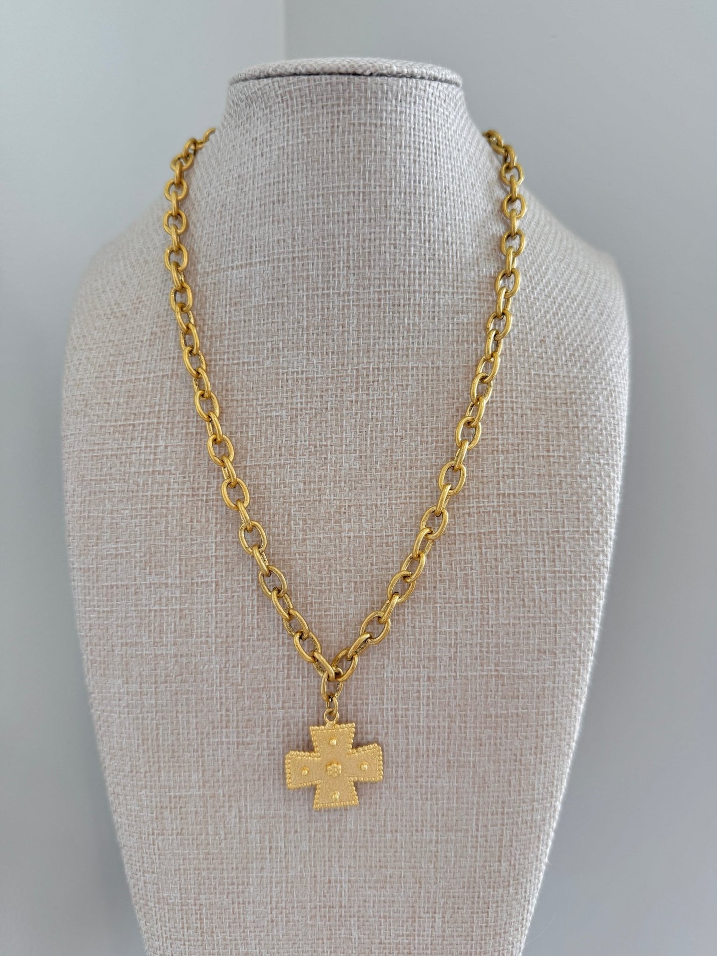 Jade Cross Necklace - Cola Stacks -