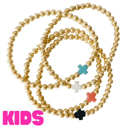 KIDS: Colored Cross Bracelet - Cola Stacks -
