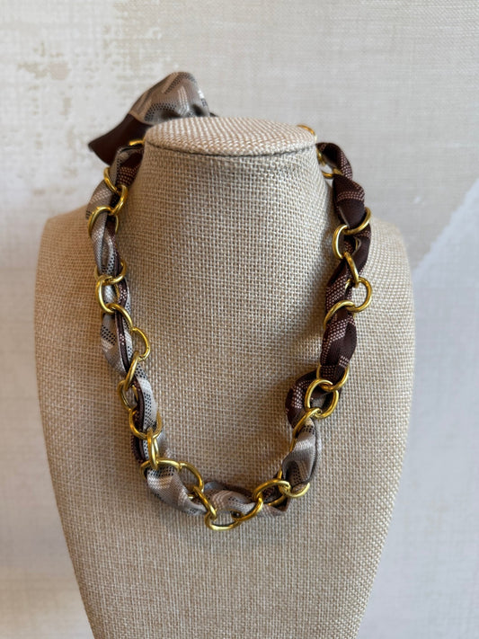Mocha Scarf Chain Necklace - Cola Stacks -