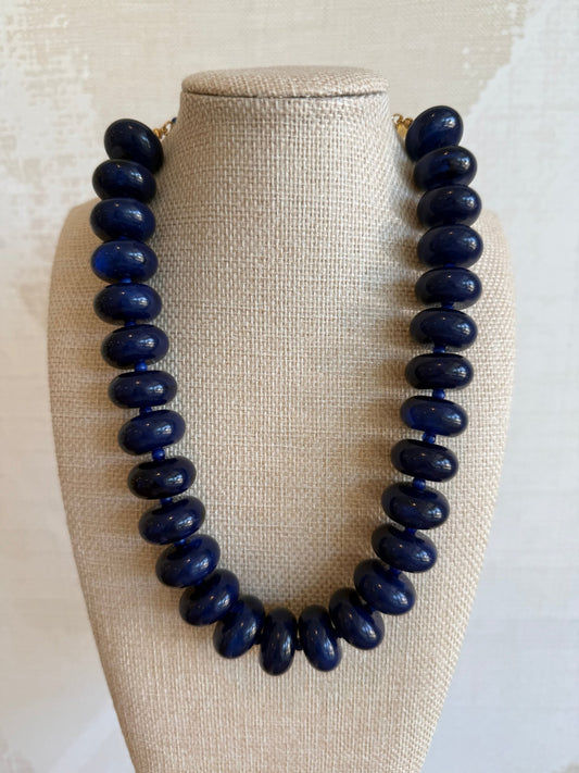 Navy Bauble Necklace - Cola Stacks -