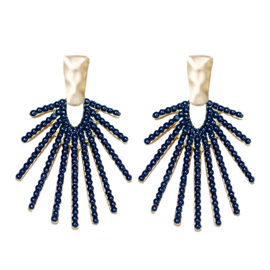 Navy Sunburst Earrings - Cola Stacks -