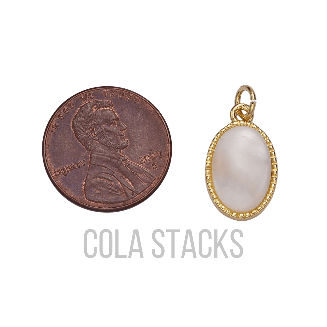 Oval Pearl Charm - Cola Stacks -