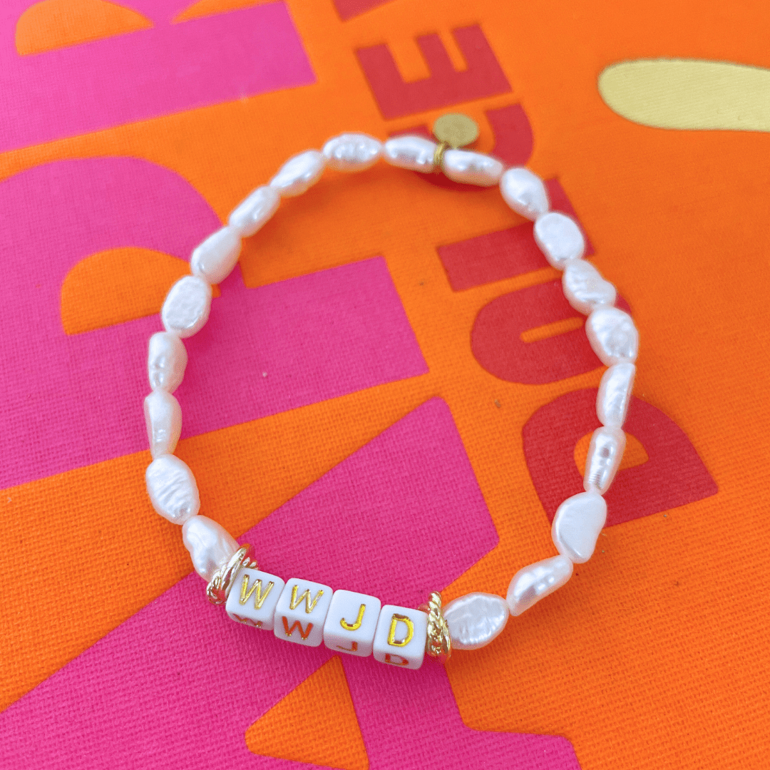 Pearl WWJD Bracelet - Cola Stacks -