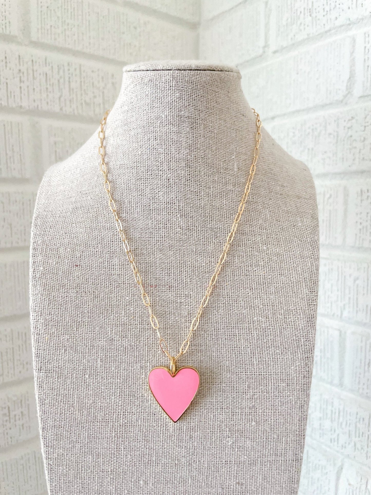 Pink Heart Necklace - Cola Stacks -