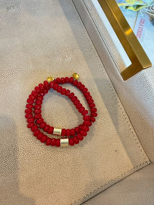 Red Nandina Bracelet - Cola Stacks -