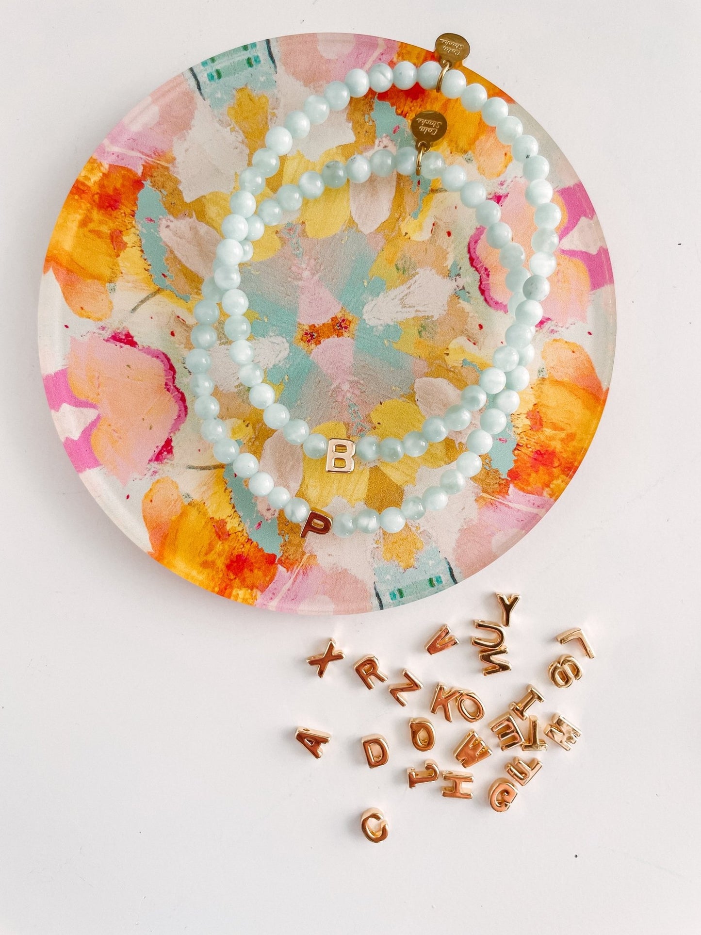 Summer Initial Bracelet - Cola Stacks -