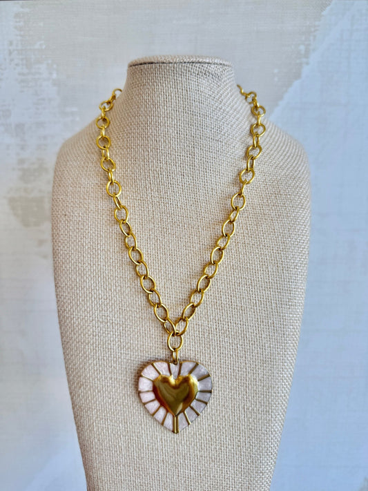 Sunburst Heart Necklace - Cola Stacks -