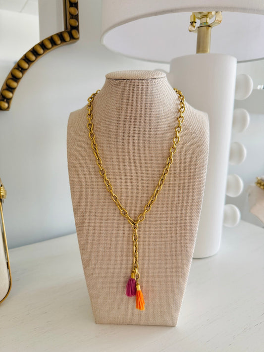 Tiger Tassel Necklace - Cola Stacks -