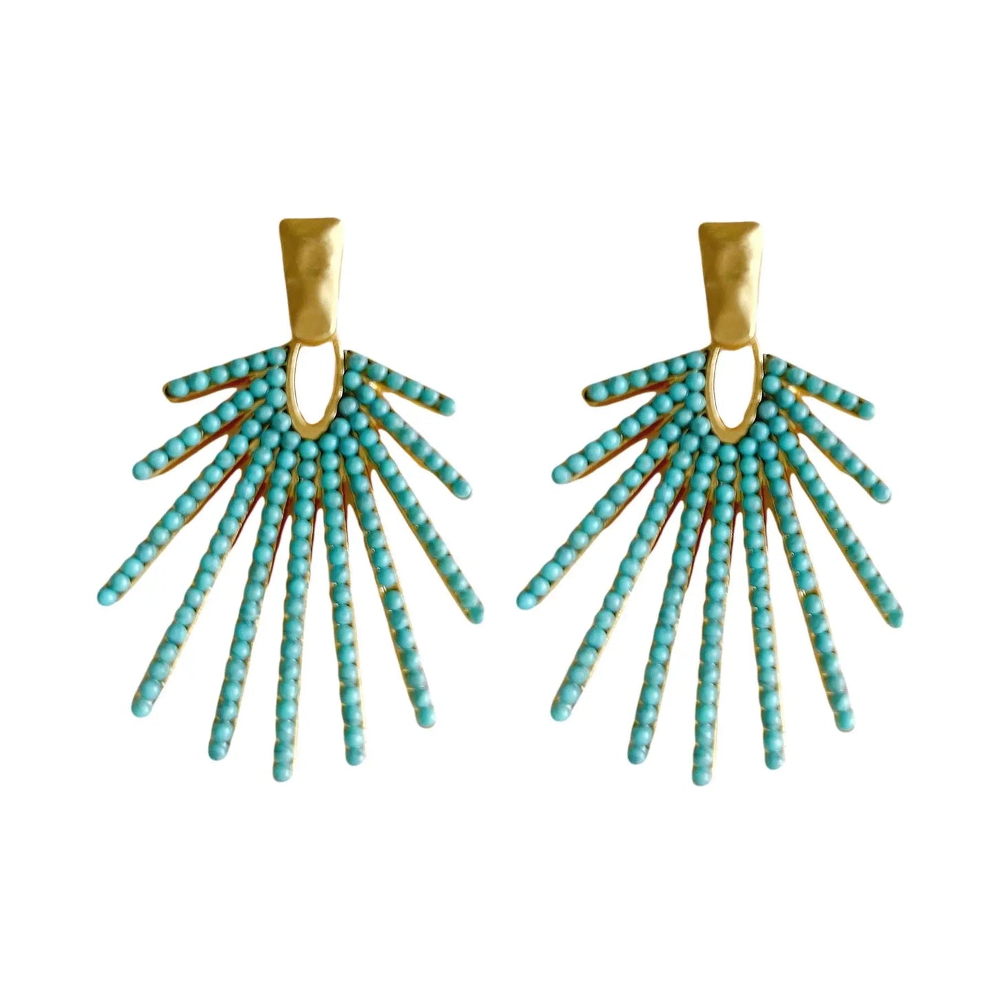 Turquoise Sunburst Earrings - Cola Stacks -