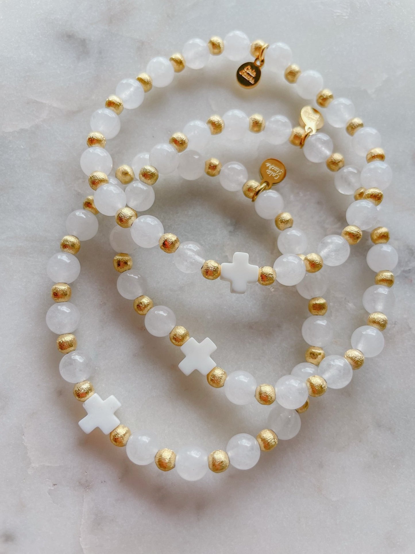 White Everyday Cross Bracelet - Cola Stacks -