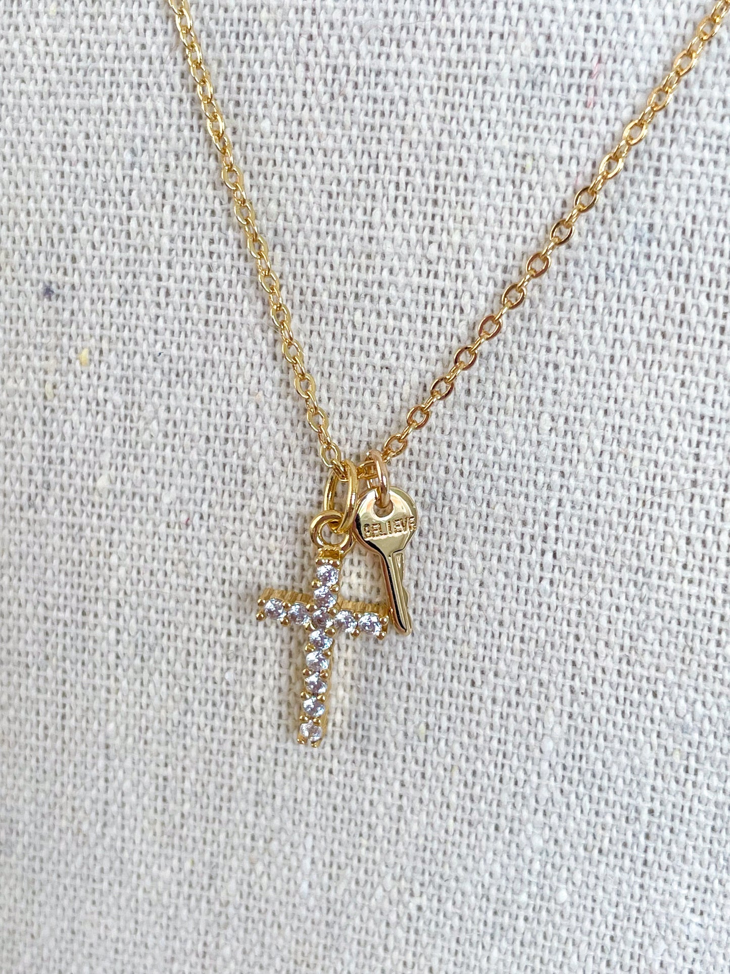 Pave Believe Cross Necklace