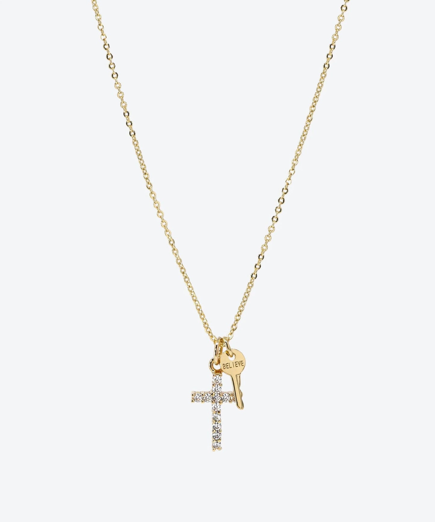 Pave Believe Cross Necklace