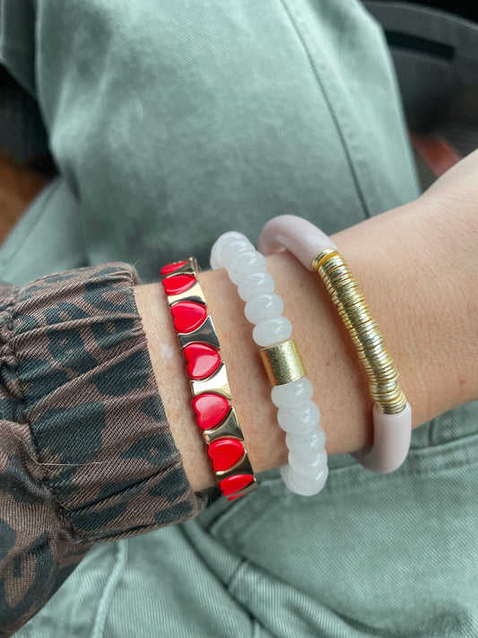 Red Heart Tile Bracelet