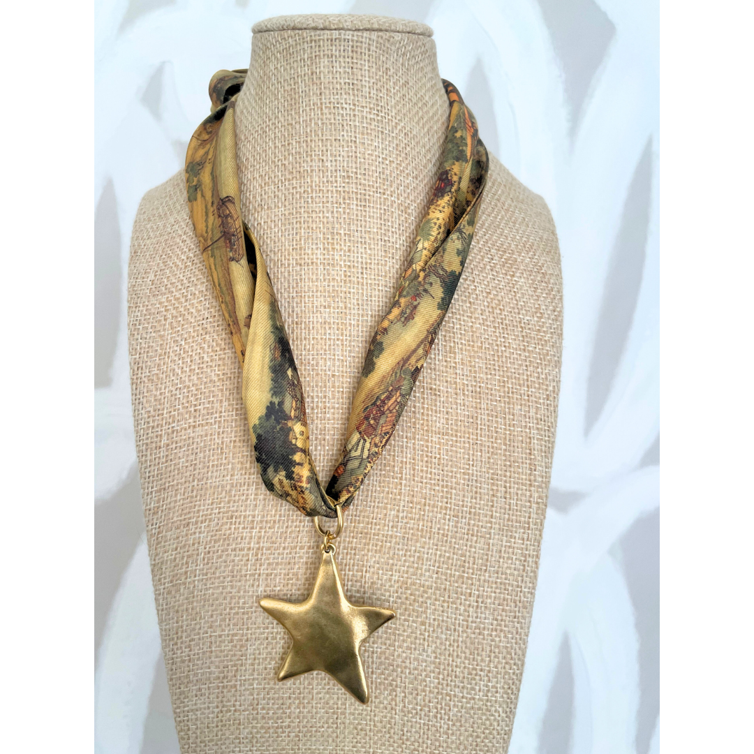 Golden Star Scarf Necklace