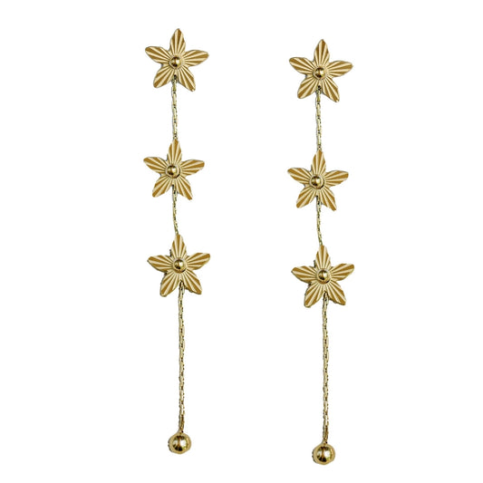 Gold Flower Duster Earrings