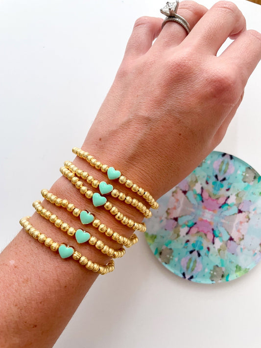 Aqua Heart Bracelet - Cola Stacks - 