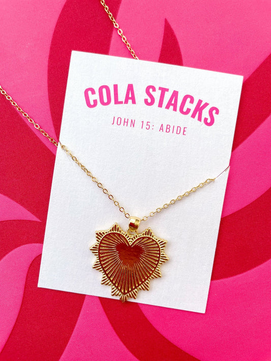 Bold Heart Dainty Necklace - Cola Stacks - 