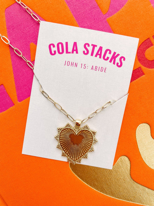 Bold Heart Paperlink Necklace - Cola Stacks - 
