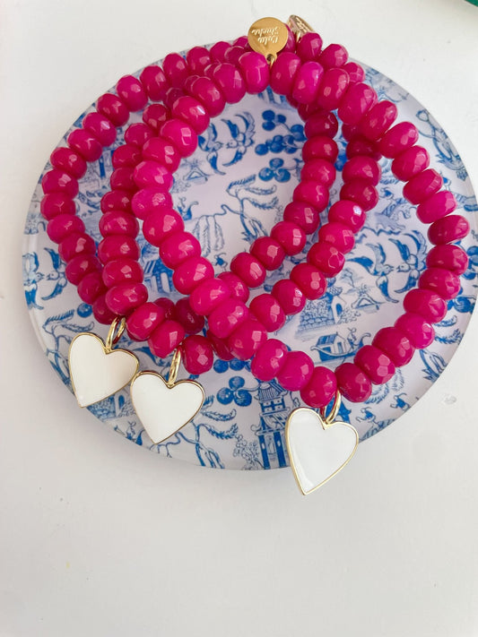 Bold Pink Heart Bracelet - Cola Stacks - 