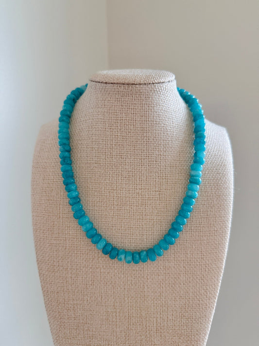 Bright Blue Necklace - Cola Stacks - 