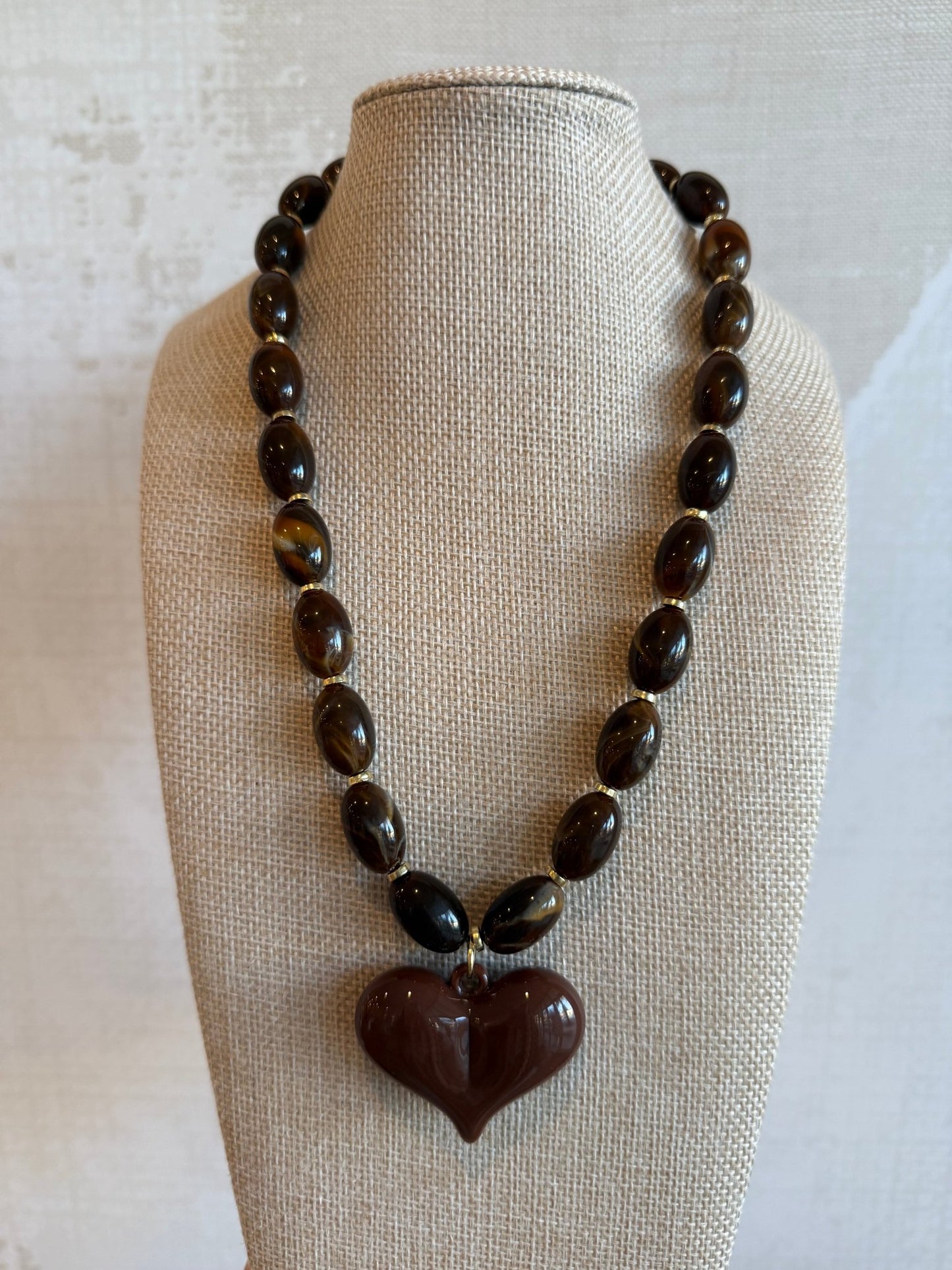 Chocolate Heart Necklace - Cola Stacks - 