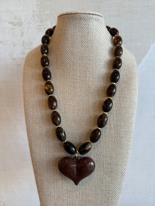Chocolate Heart Necklace - Cola Stacks - 