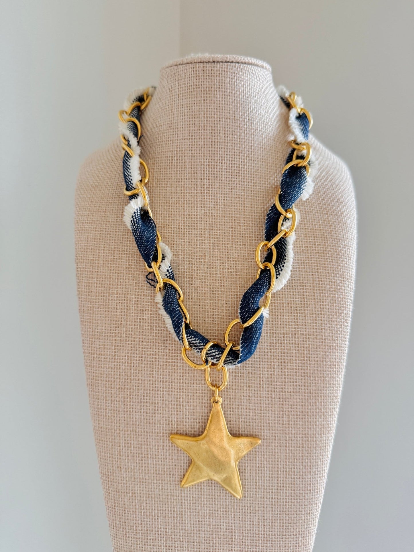 Denim Star Necklace - Cola Stacks - 