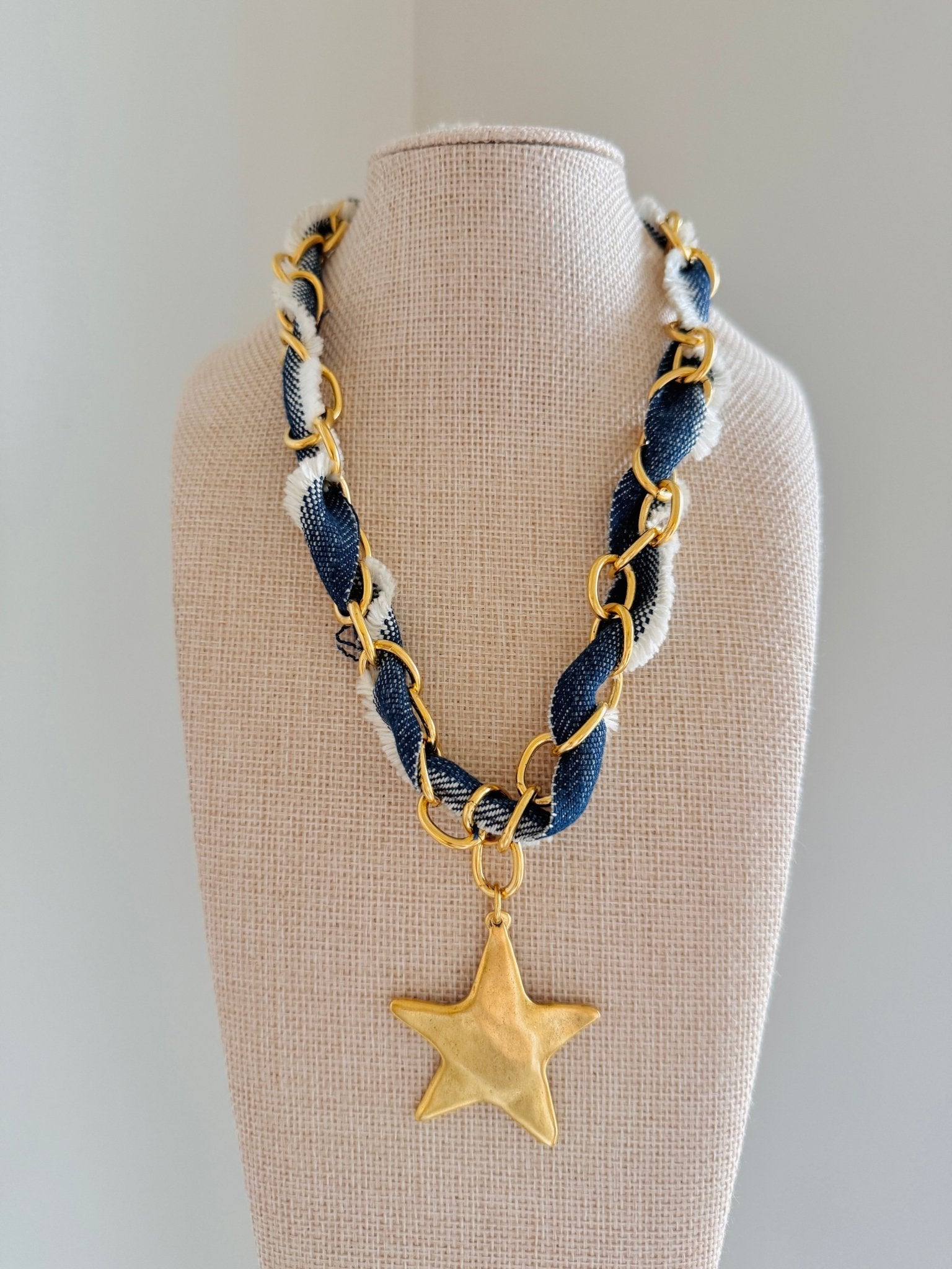 Denim Star Necklace - Cola Stacks - 