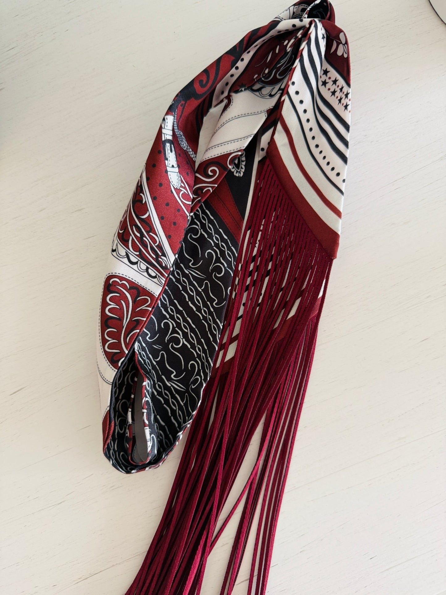 Garnet & Black Fringe Scarf - Cola Stacks -