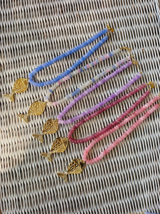 Gemstone Fish Necklace - Cola Stacks -