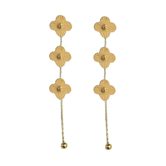Gold Clover Duster Earrings - Cola Stacks - 