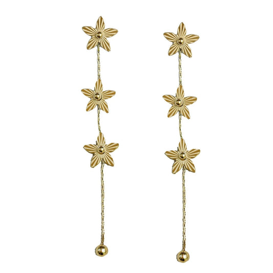 Gold Flower Duster Earrings - Cola Stacks - 