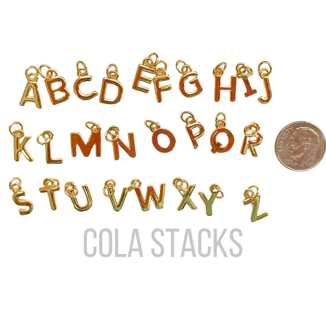 Gold Letter Charms - Cola Stacks - 