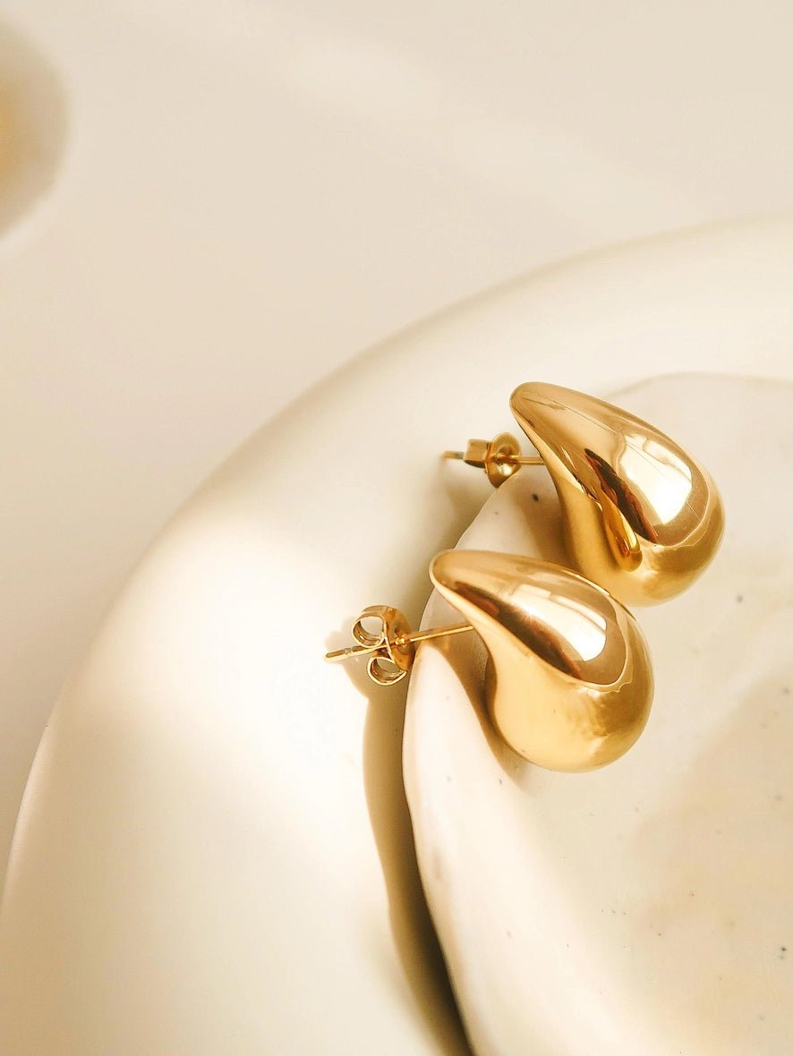 Gold Teardrop Earrings - Cola Stacks - 