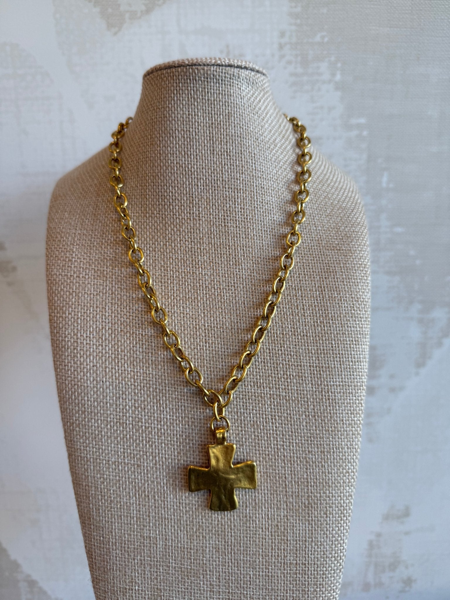 Golden Cross Necklace - Cola Stacks - 