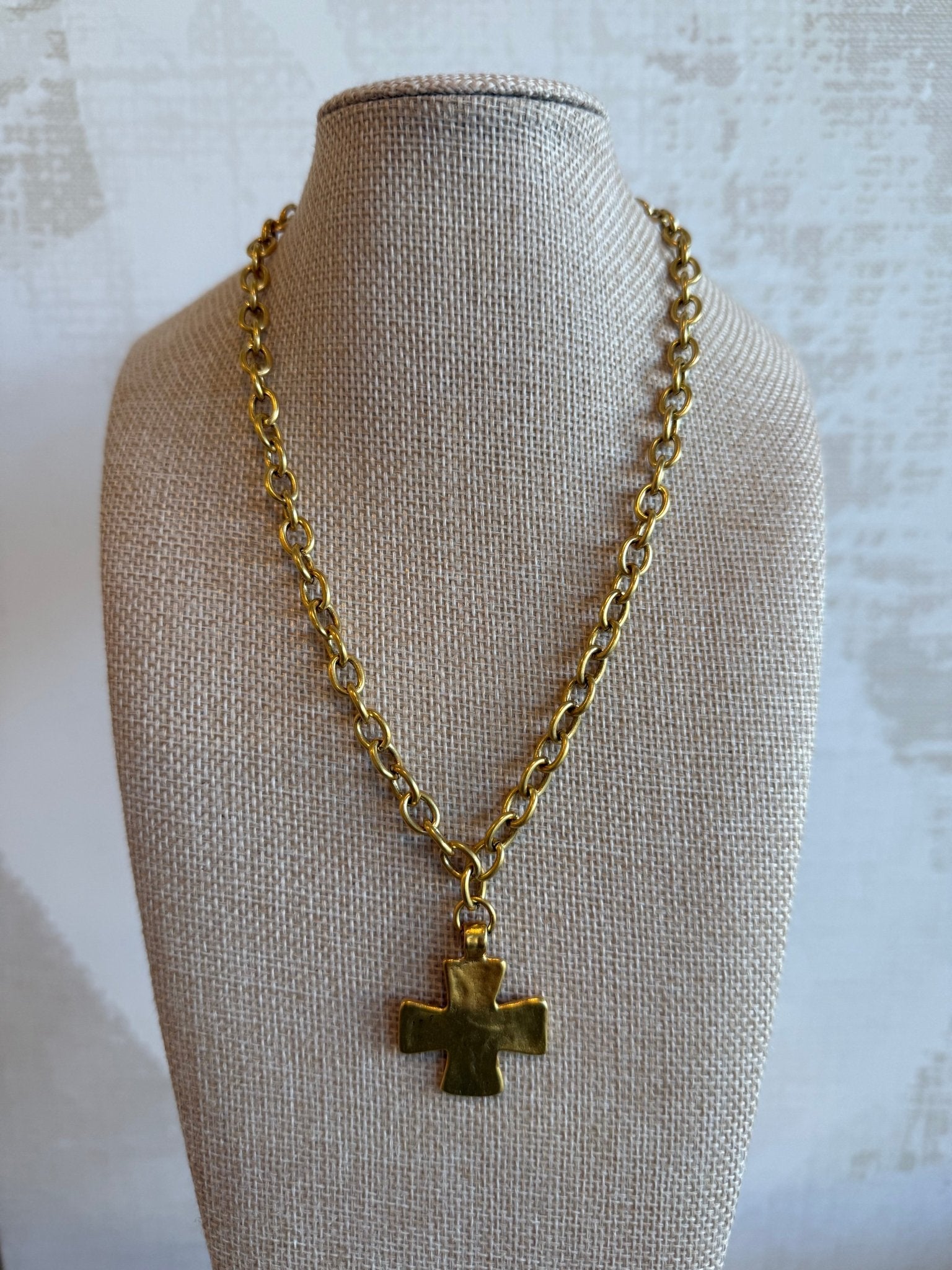 Golden Cross Necklace - Cola Stacks - 