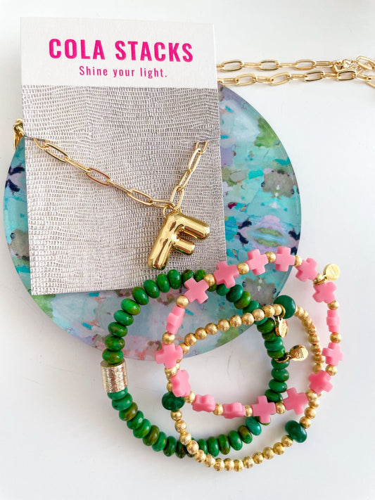 Initial Necklace - Cola Stacks - 