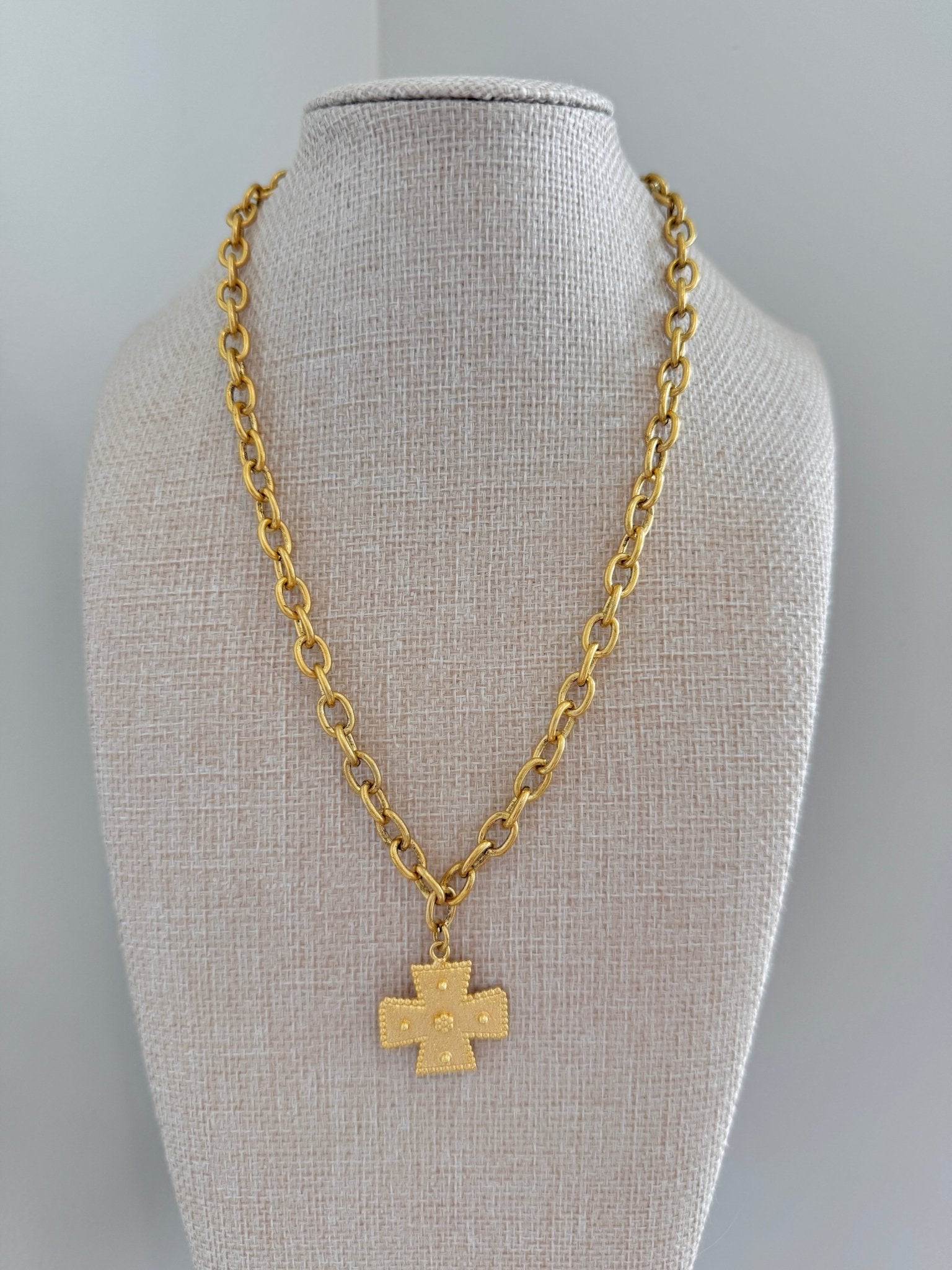 Jade Cross Necklace - Cola Stacks - 