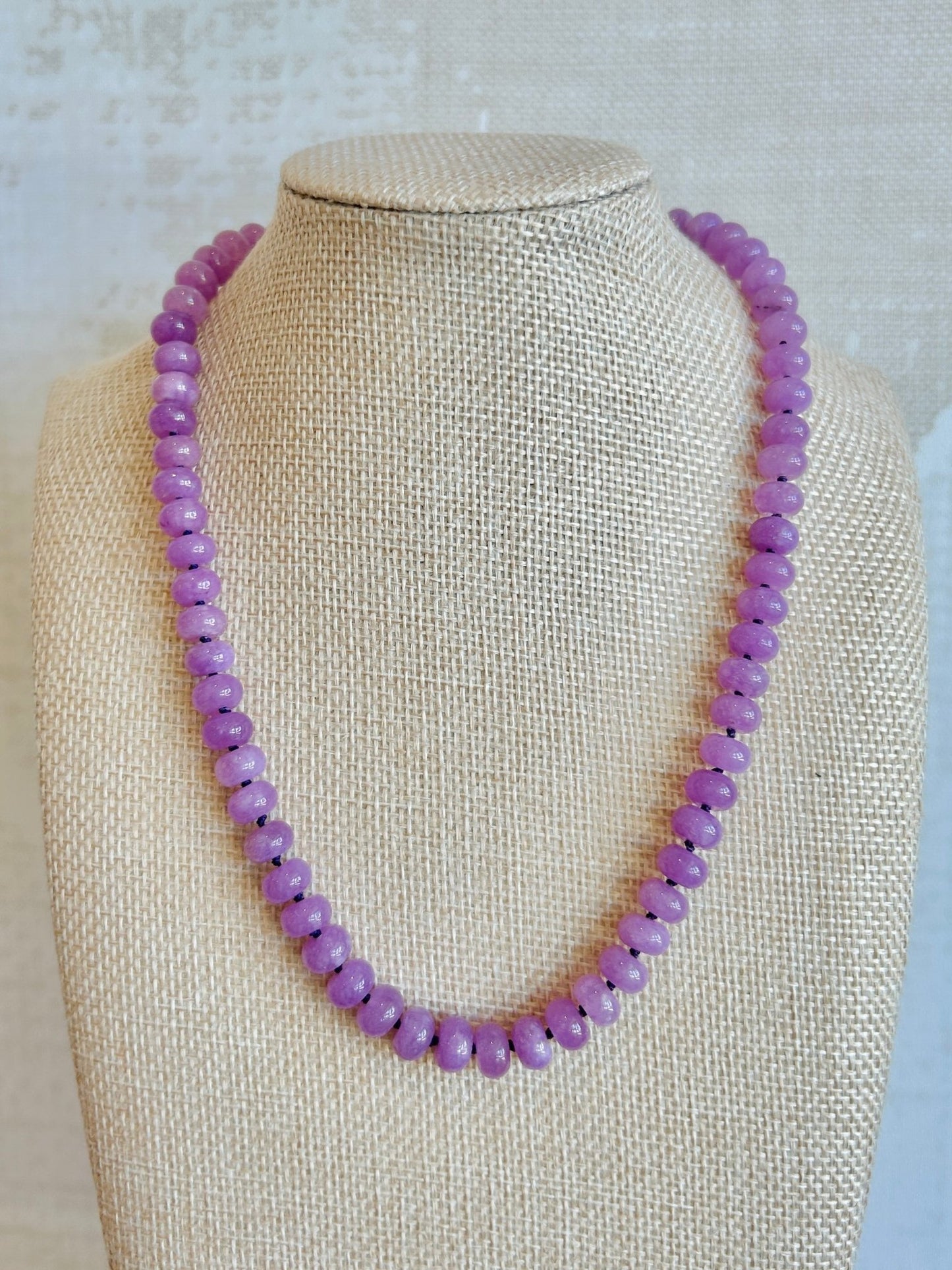 Lavender Knotted Necklace - Cola Stacks - 
