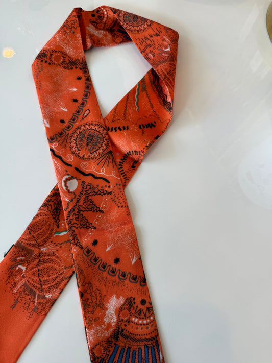 Orange Scarf Necklace - Cola Stacks - 