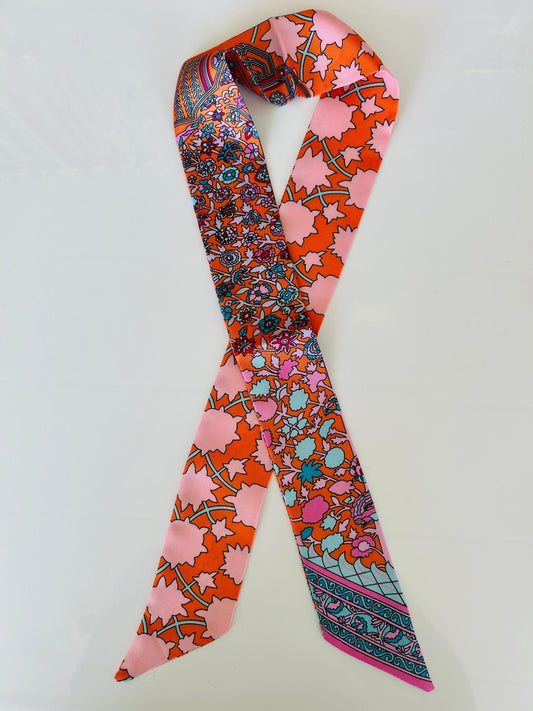 Orange Scarf Necklace - Cola Stacks - 